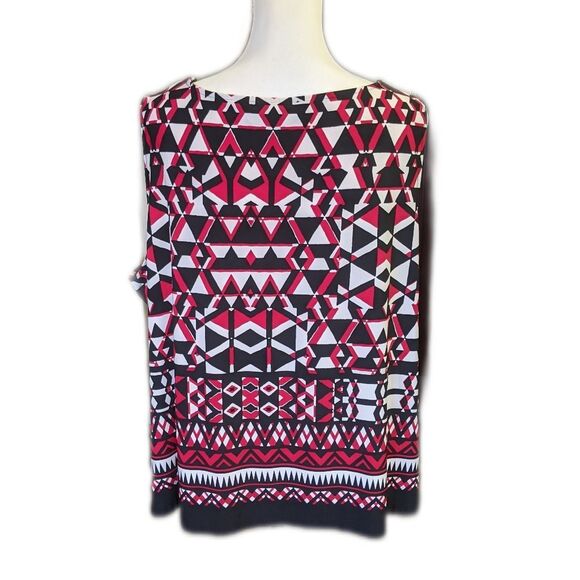 5/$55 - Calvin Klein sleeveless silky v-neck top, red black white 2XL - Picture 2 of 4
